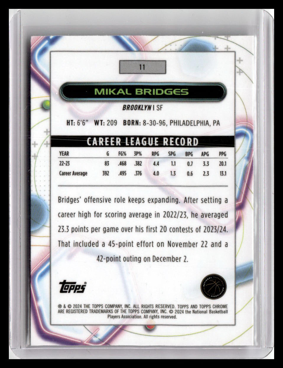 2023-24 Topps Chrome Cosmic #11 Mikal Bridges