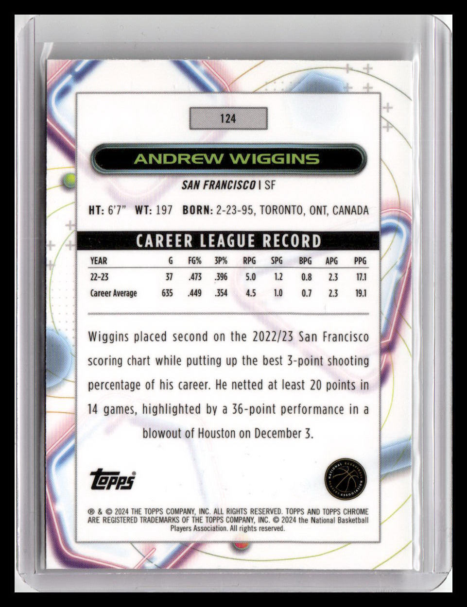 2023-24 Topps Chrome Cosmic #124 Andrew Wiggins