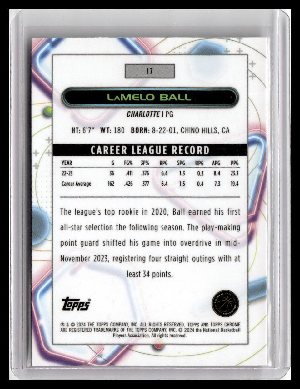 2023-24 Topps Chrome Cosmic #17 LaMelo Ball