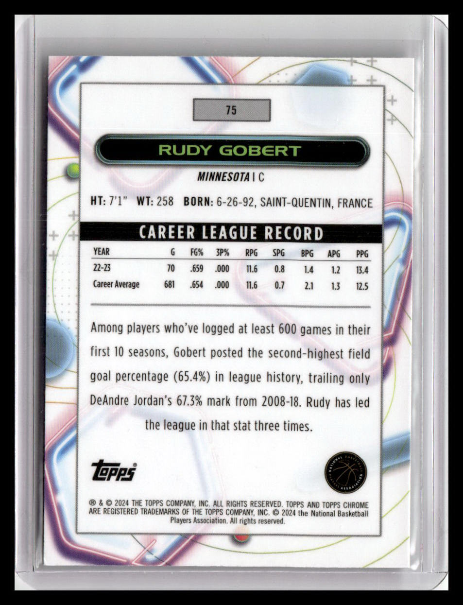2023-24 Topps Chrome Cosmic #75 Rudy Gobert