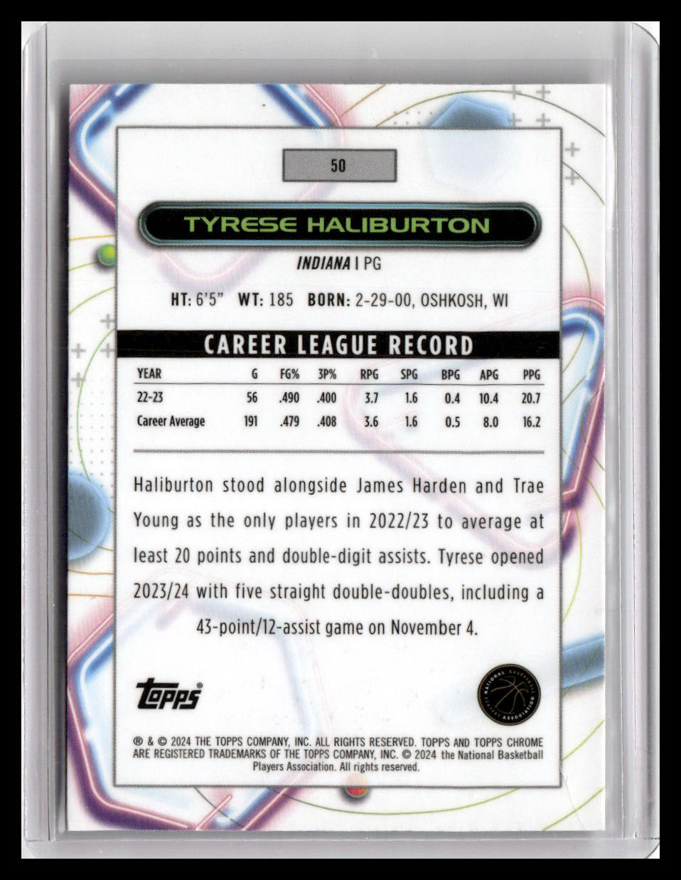 2023-24 Topps Chrome Cosmic #50 Tyrese Haliburton