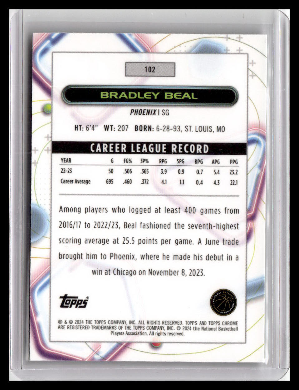 2023-24 Topps Chrome Cosmic #102 Bradley Beal
