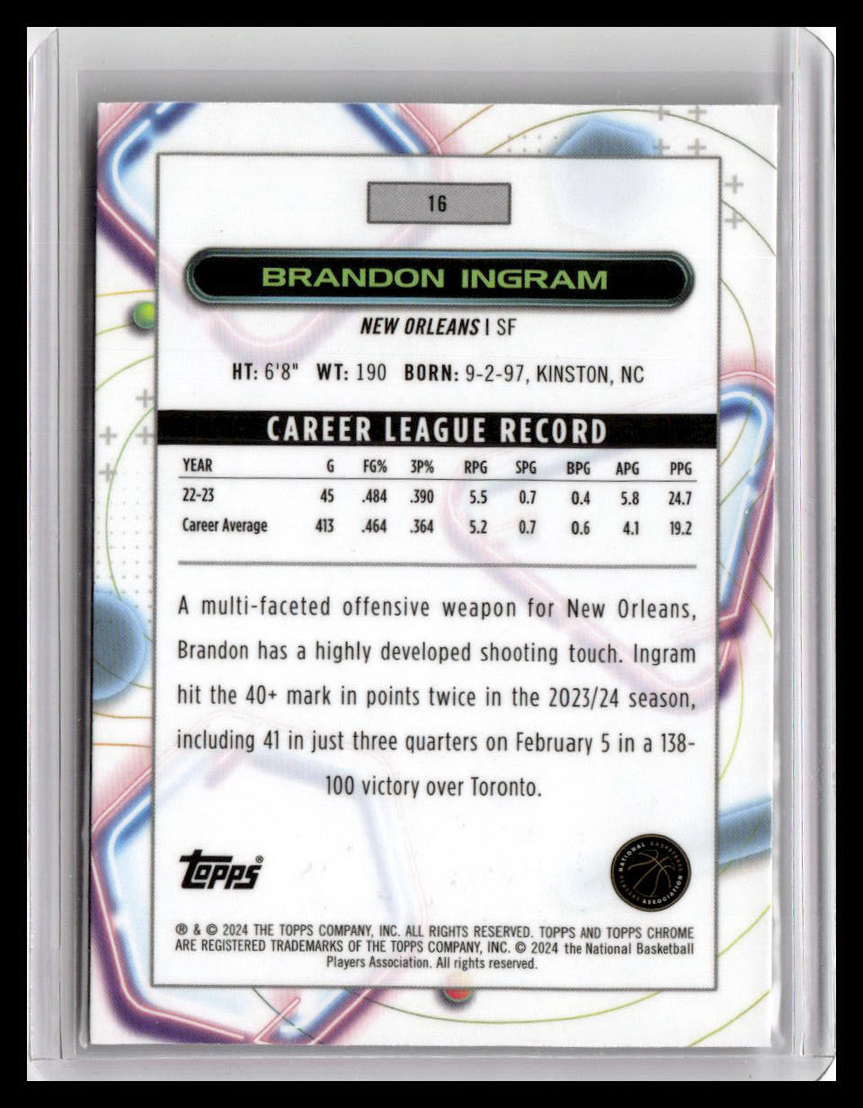 2023-24 Topps Chrome Cosmic #16 Brandon Ingram