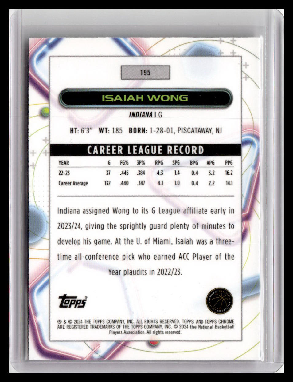 2023-24 Topps Chrome Cosmic #195 Isaiah Wong