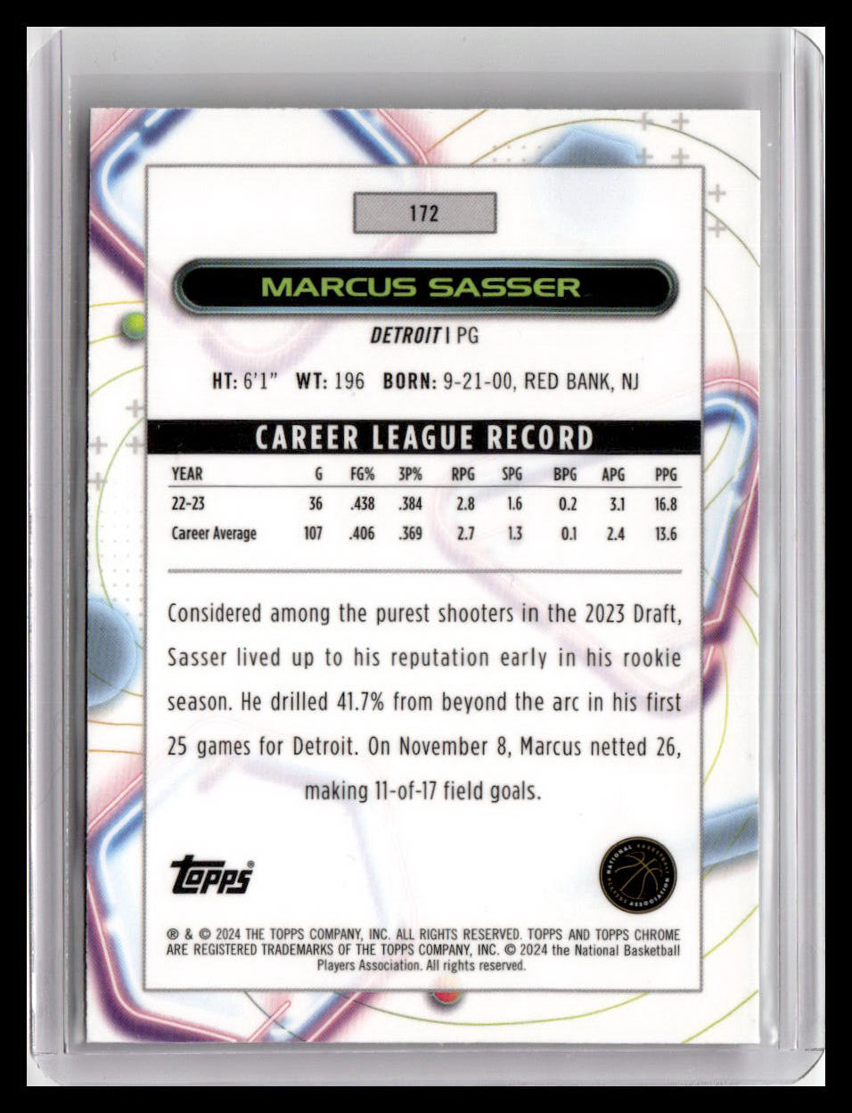 2023-24 Topps Chrome Cosmic #172 Marcus Sasser