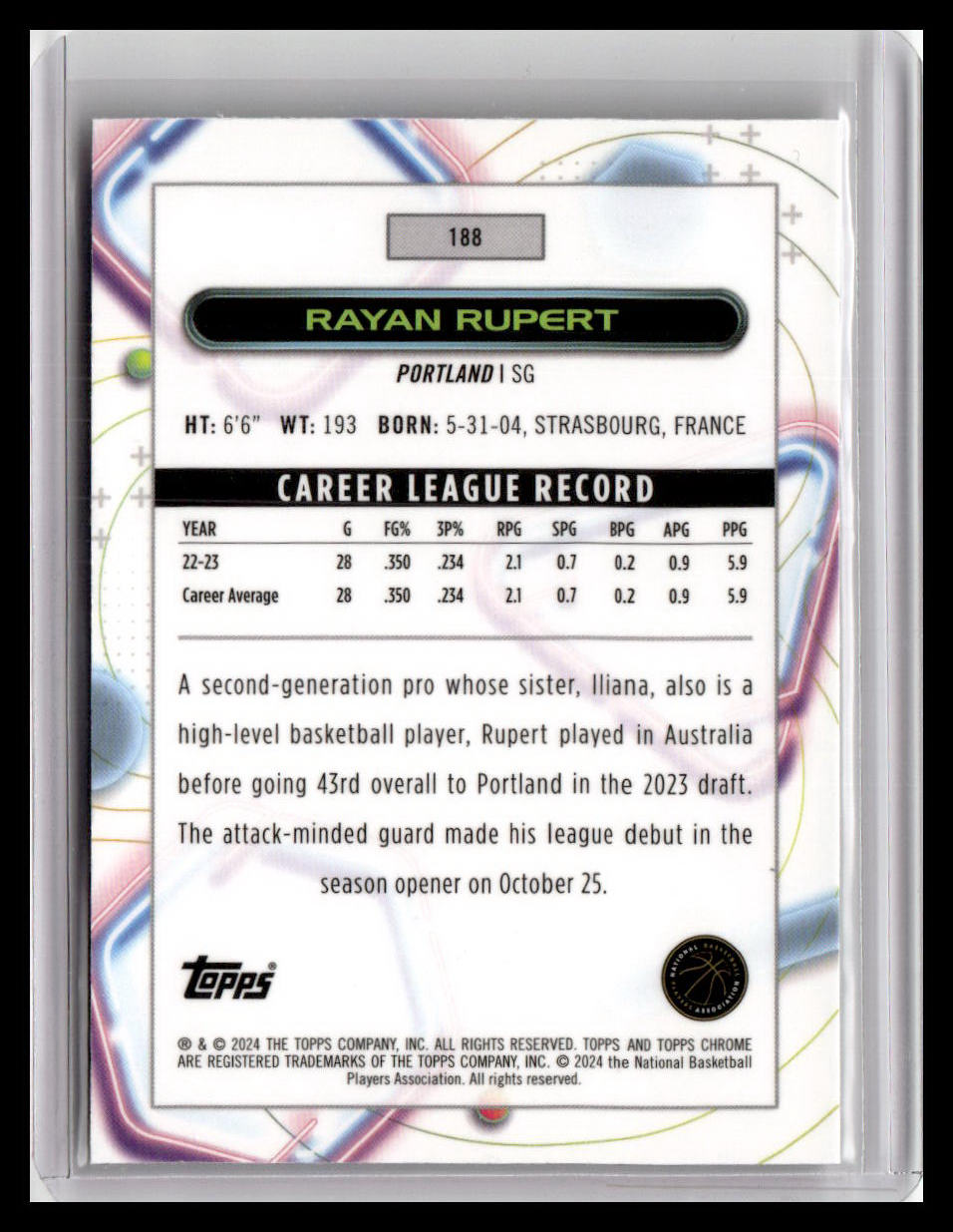 2023-24 Topps Chrome Cosmic #188 Rayan Rupert