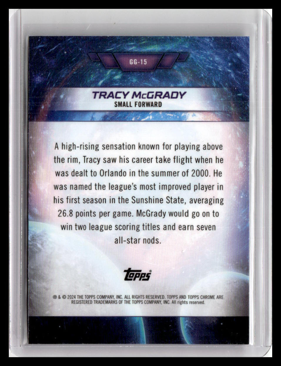 2023-24 Topps Chrome Cosmic #GG-15 Tracy McGrady Galaxy Greats