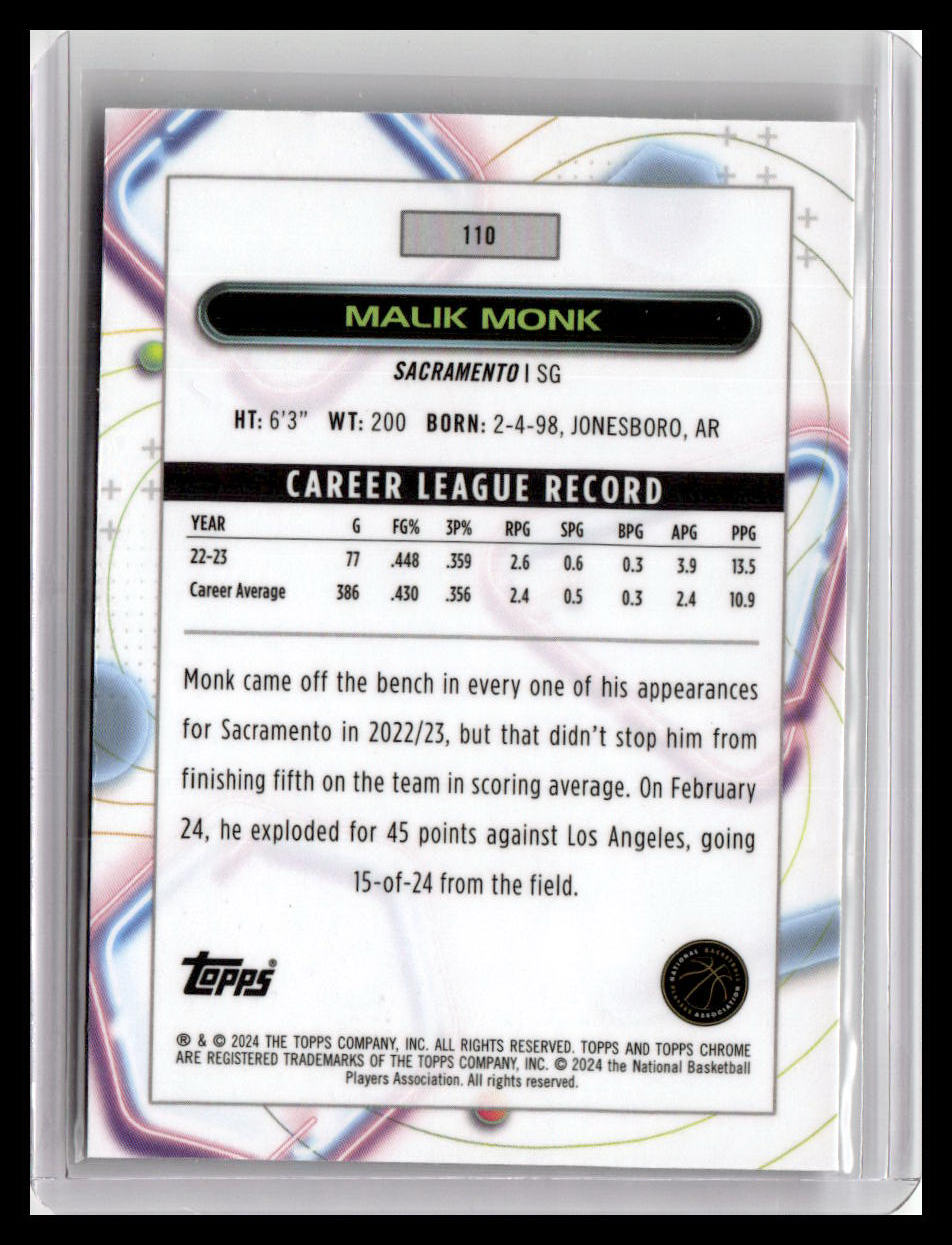 2023-24 Topps Chrome Cosmic #110 Malik Monk Nucleus Refractors