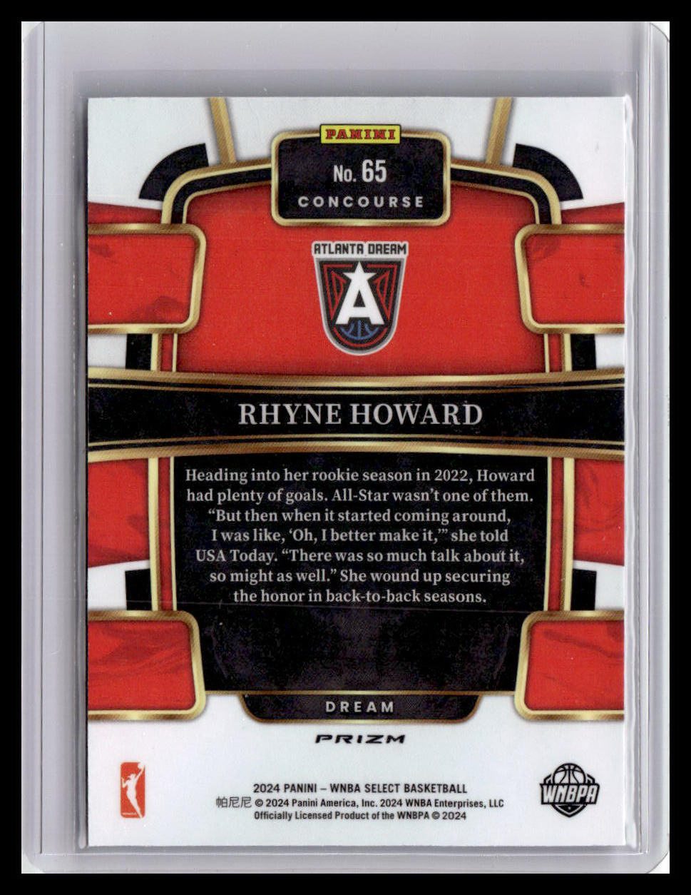 2024 Panini Select WNBA #65 Rhyne Howard Prizms Silver