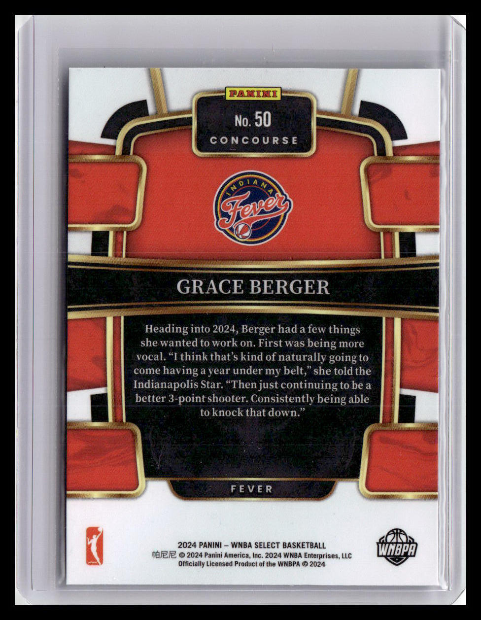 2024 Panini Select WNBA #50 Grace Berger