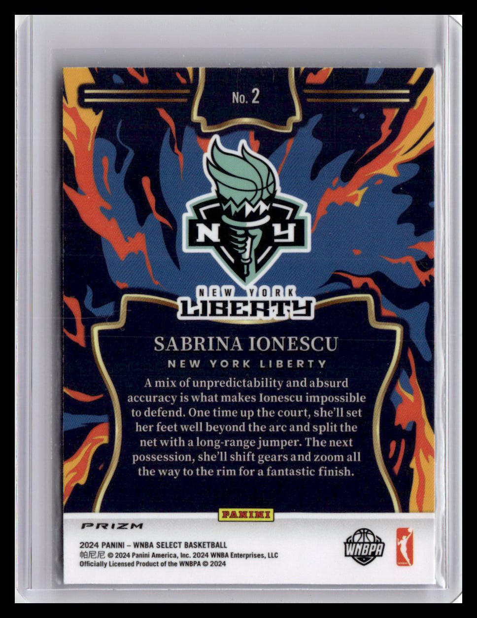 2024 Panini Select WNBA #2 Sabrina Ionescu En Fuego Prizms Flash