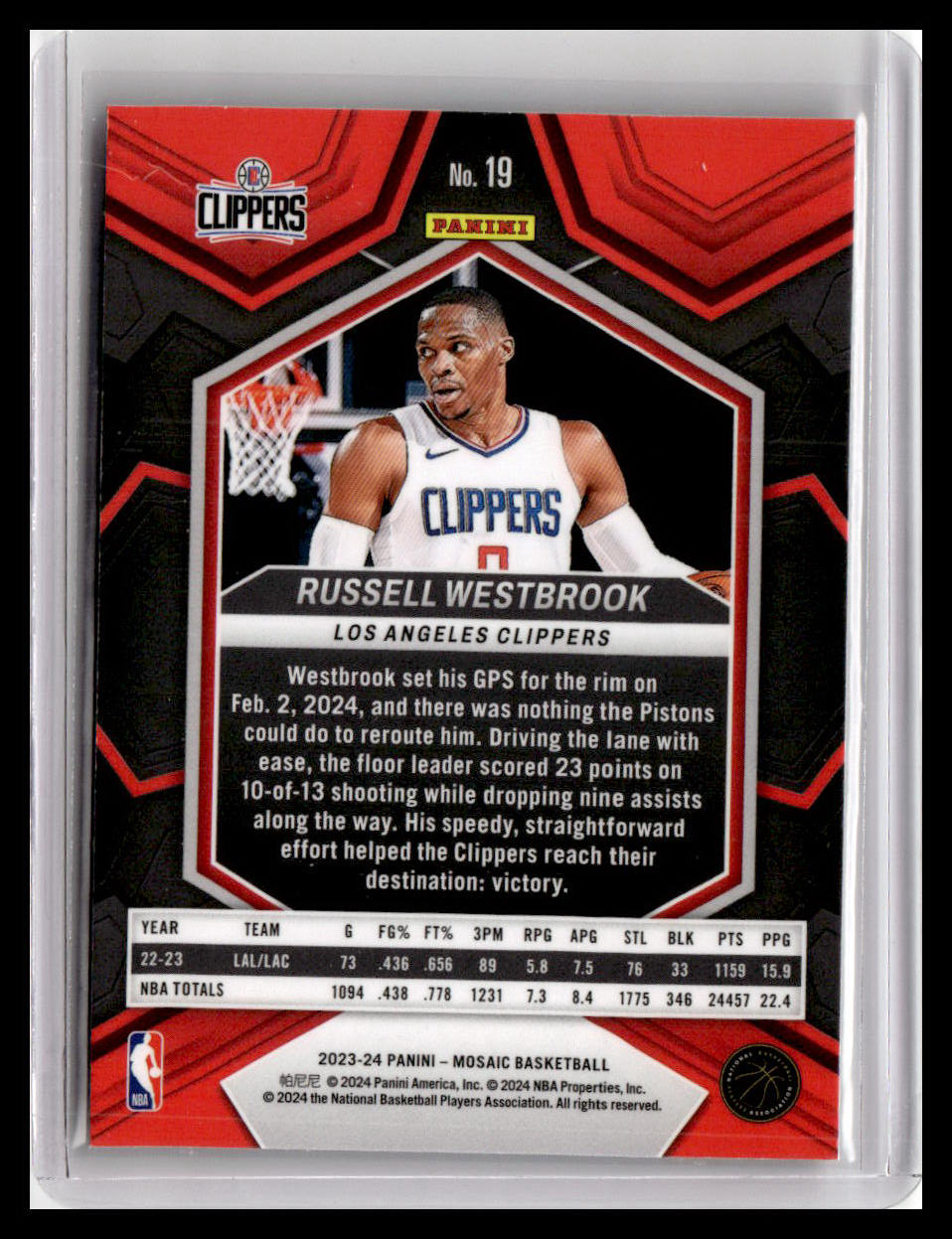 2023-24 Panini Mosaic #19 Russell Westbrook