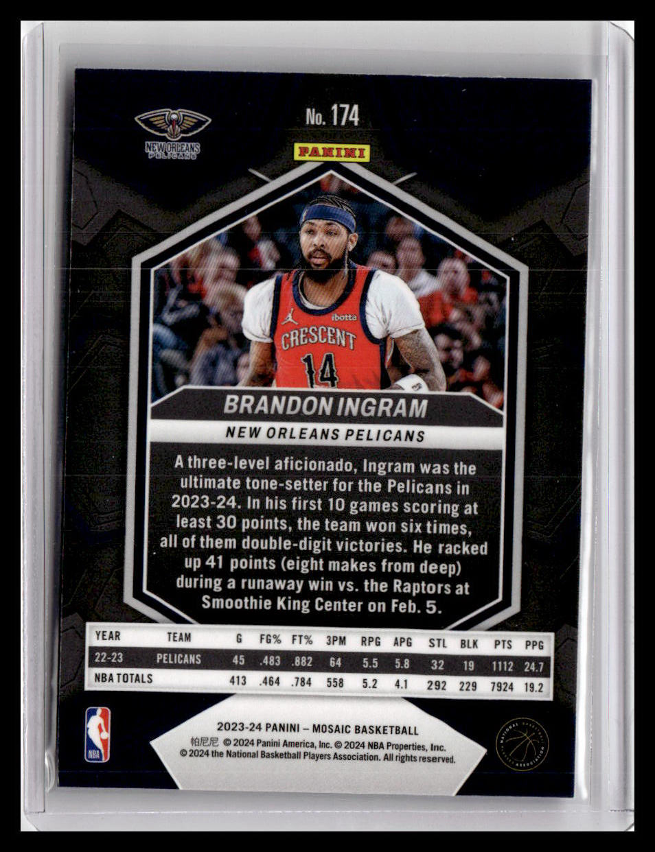 2023-24 Panini Mosaic #174 Brandon Ingram