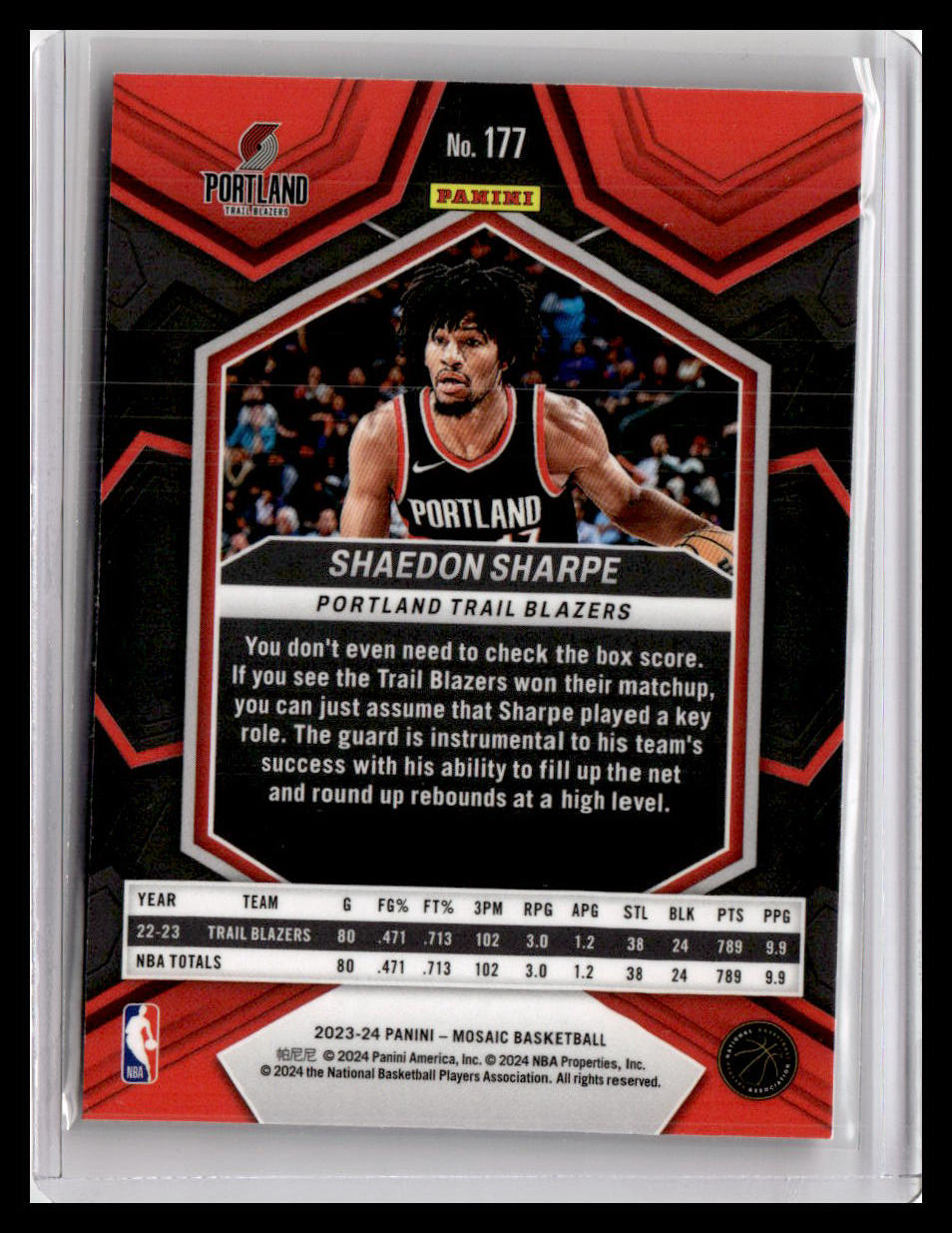 2023-24 Panini Mosaic #177 Shaedon Sharpe