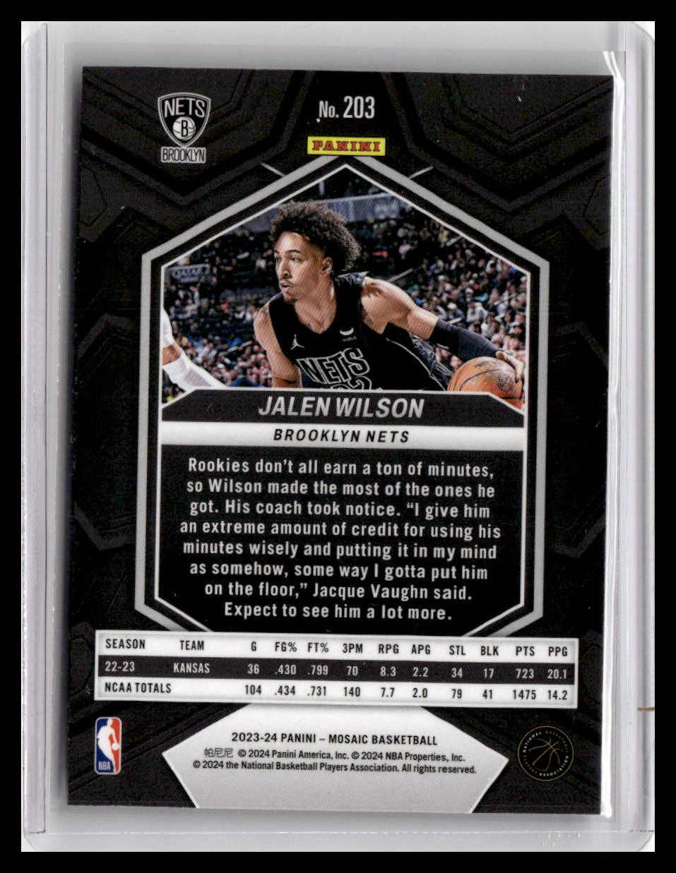 2023-24 Panini Mosaic #203 Jalen Wilson