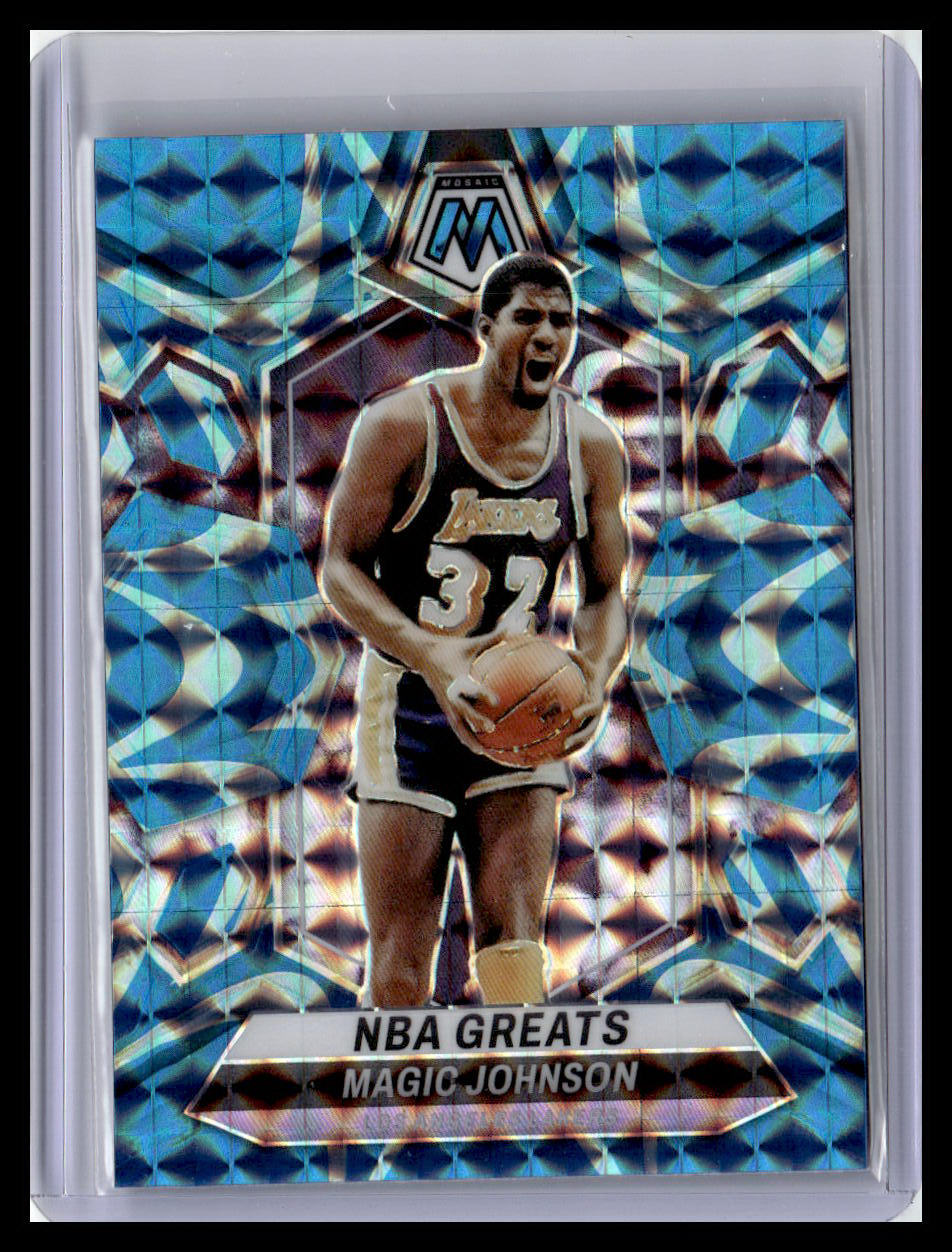 2023-24 Panini Mosaic #295 Magic Johnson Reactive Blue NBA Greats