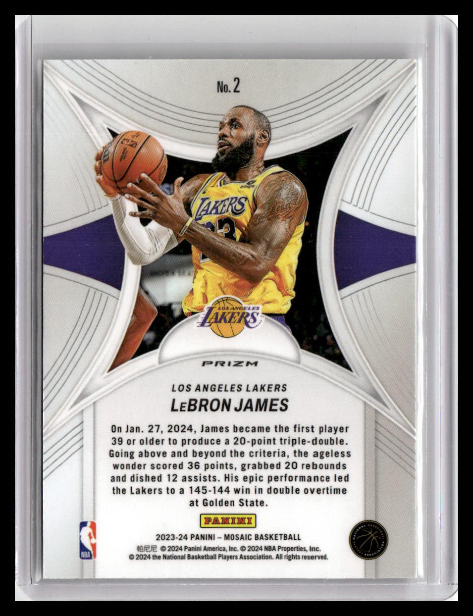 2023-24 Panini Mosaic #2 LeBron James Epic Performers Mosaic