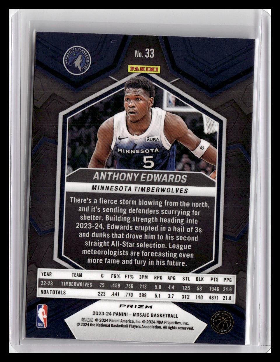 2023-24 Panini Mosaic #33 Anthony Edwards Mosaic