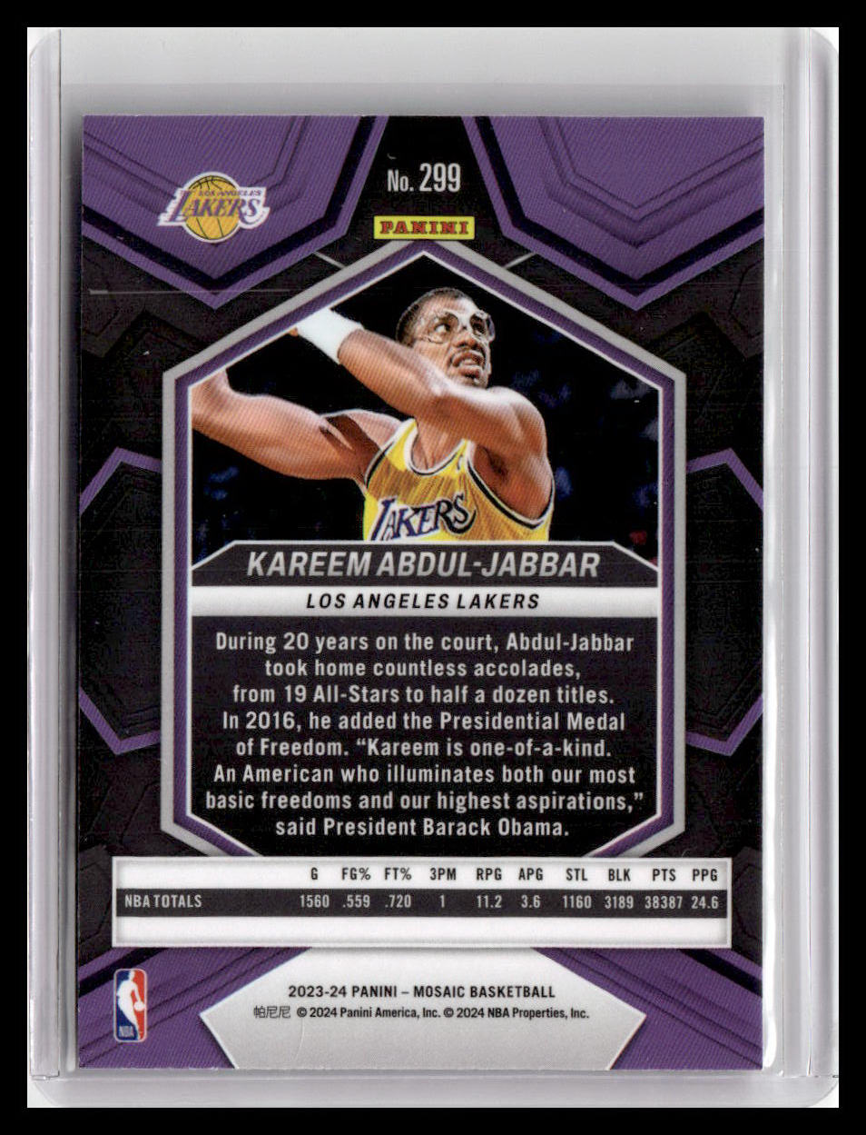 2023-24 Panini Mosaic #299 Kareem Abdul-Jabbar NBA Greats