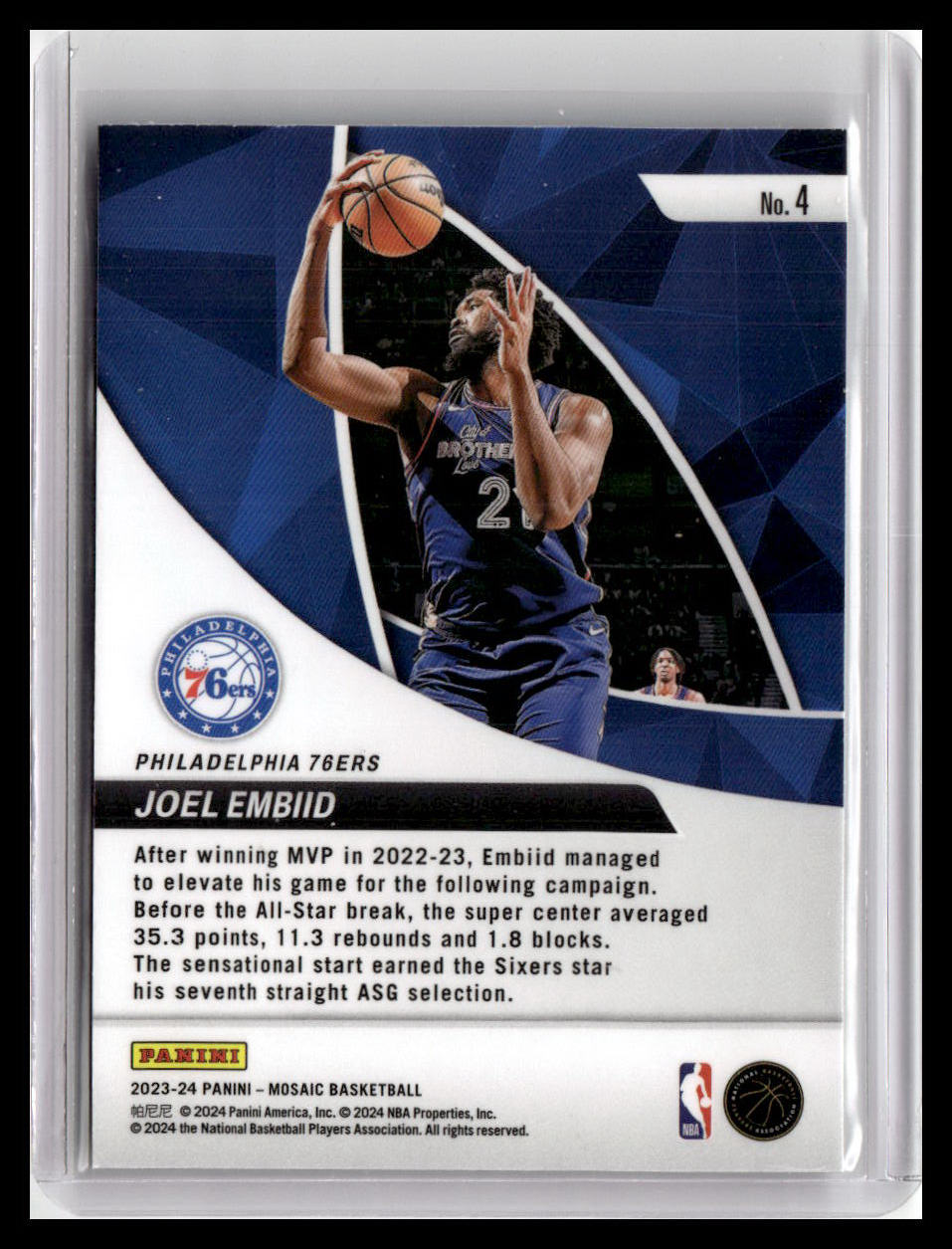 2023-24 Panini Mosaic #4 Joel Embiid Elevate