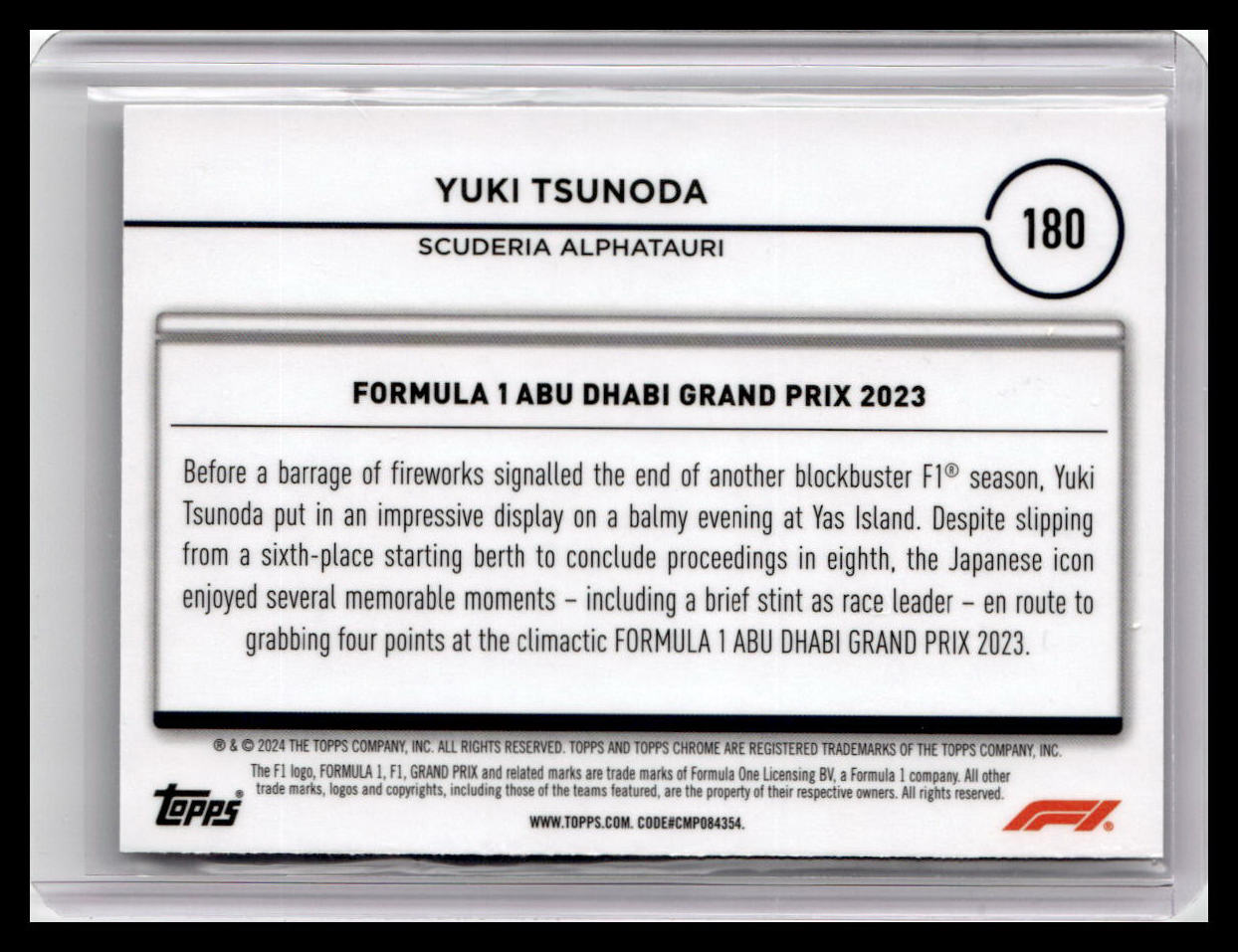 2024 Topps Chrome Formula 1 #180 Yuki Tsunoda