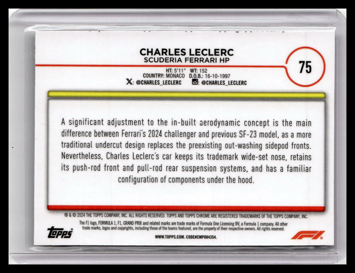 2024 Topps Chrome Formula 1 #75 Charles Leclerc