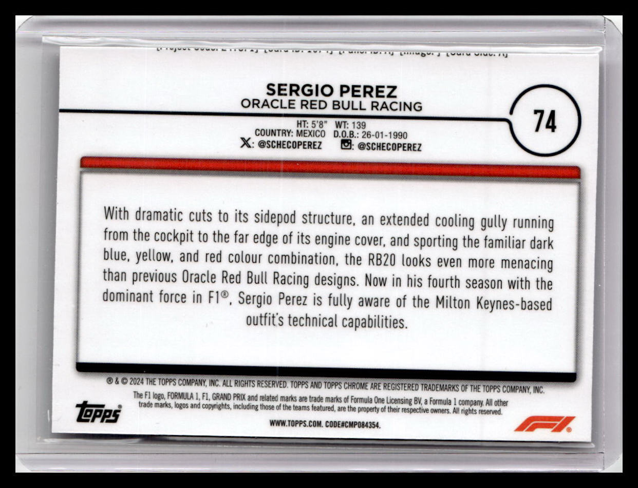 2024 Topps Chrome Formula 1 #74 Sergio Perez