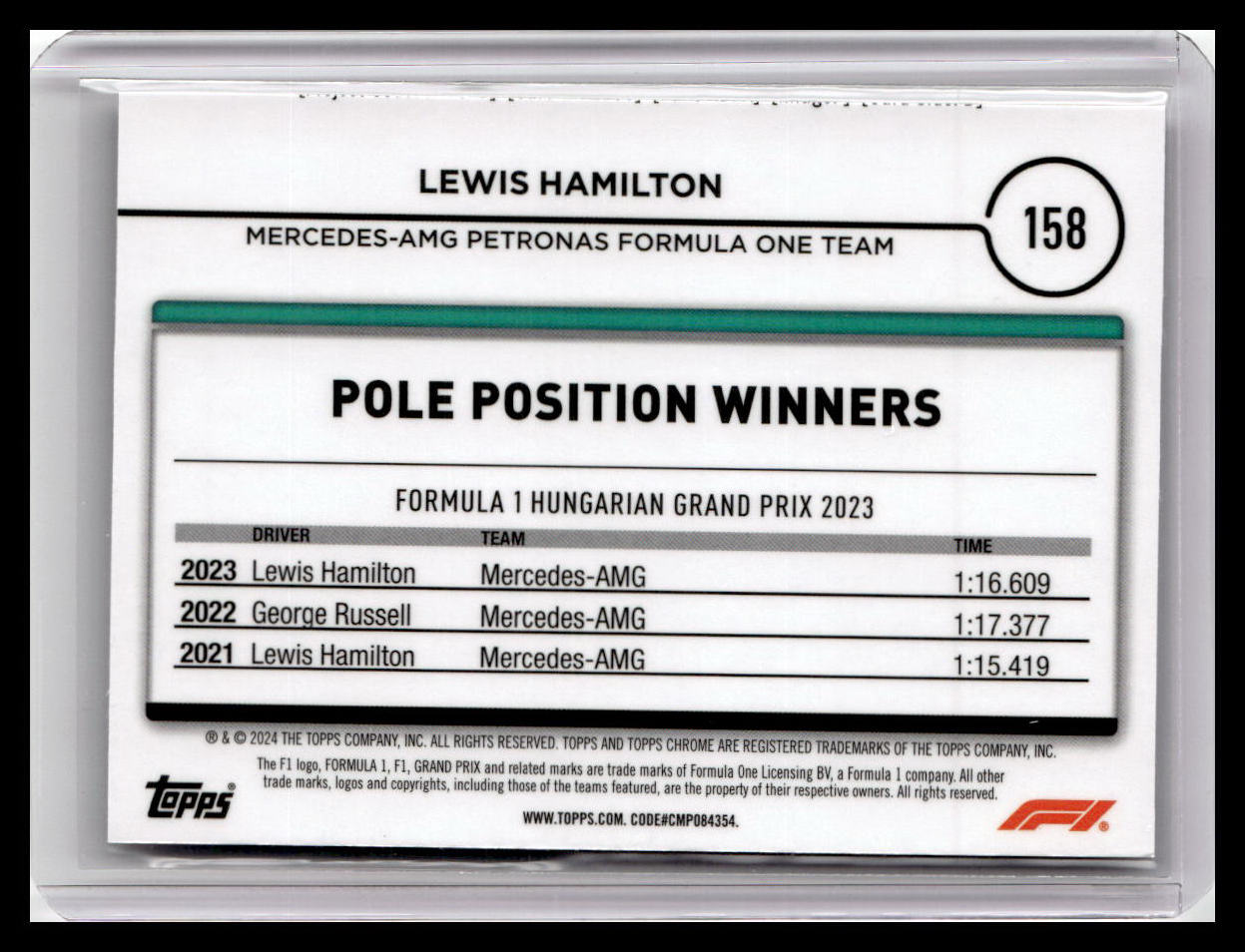 2024 Topps Chrome Formula 1 #158 Lewis Hamilton