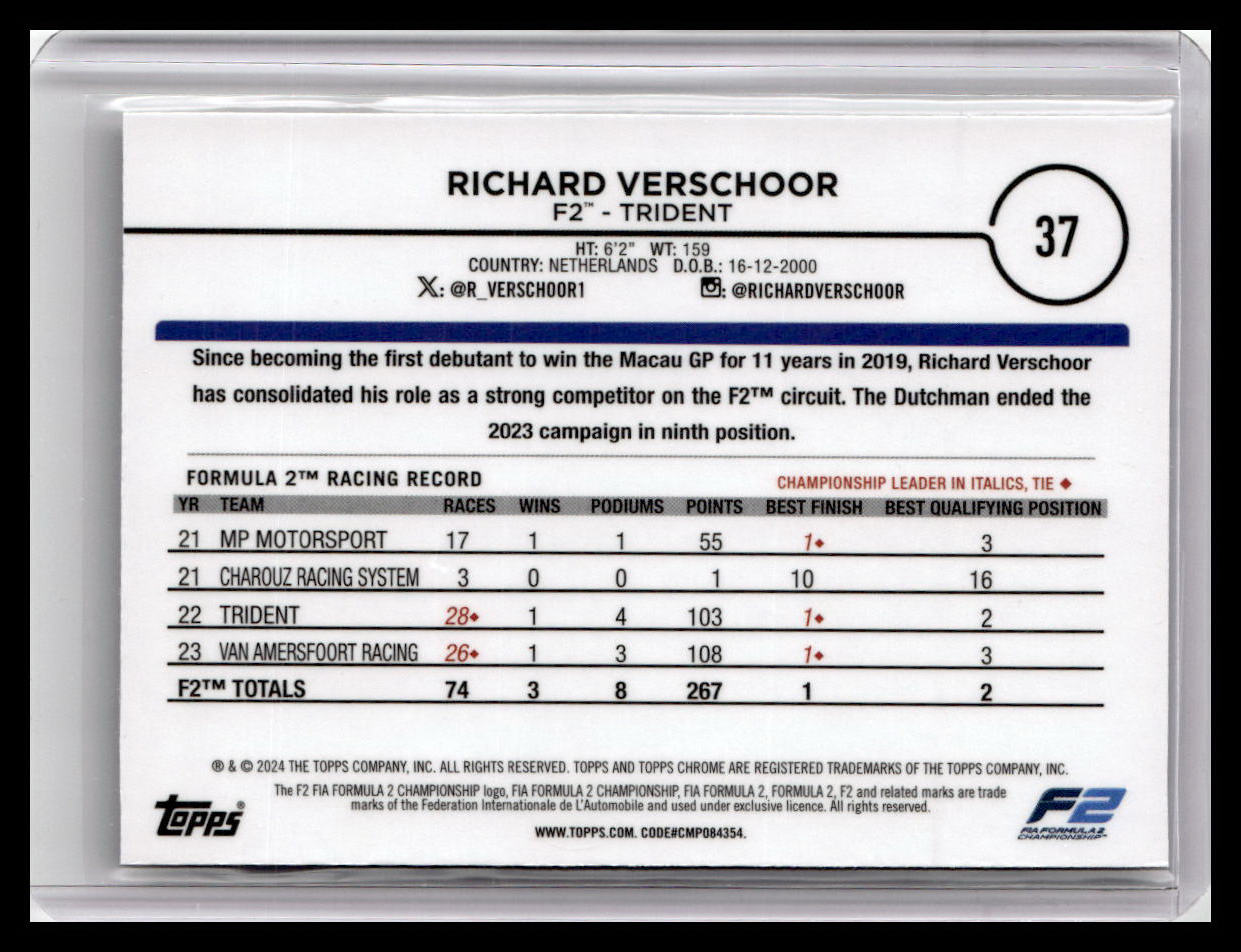 2024 Topps Chrome Formula 1 #37 Richard Verschoor