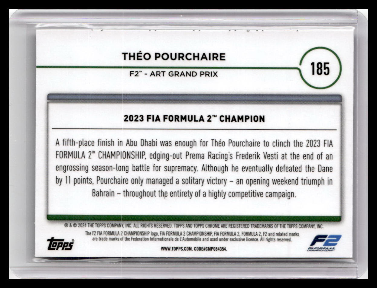 2024 Topps Chrome Formula 1 #185 Theo Pourchaire