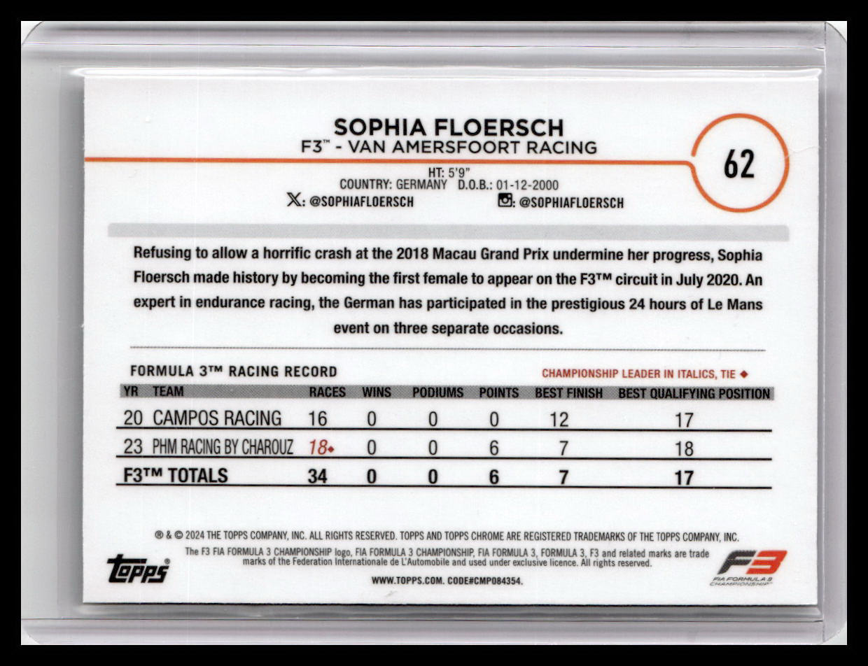 2024 Topps Chrome Formula 1 #62 Sophia Floersch