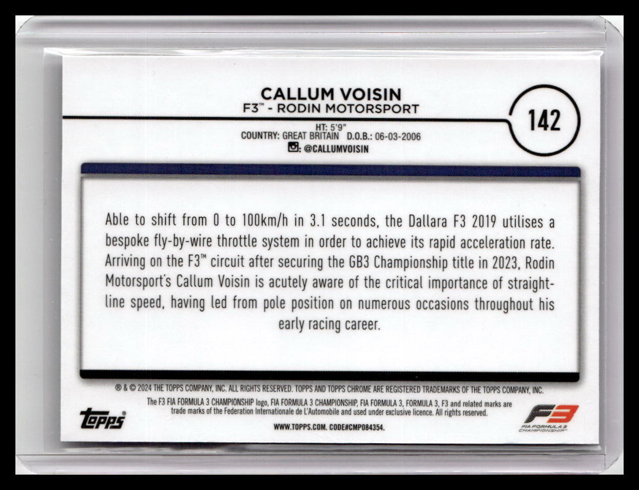 2024 Topps Chrome Formula 1 #142 Callum Voisin