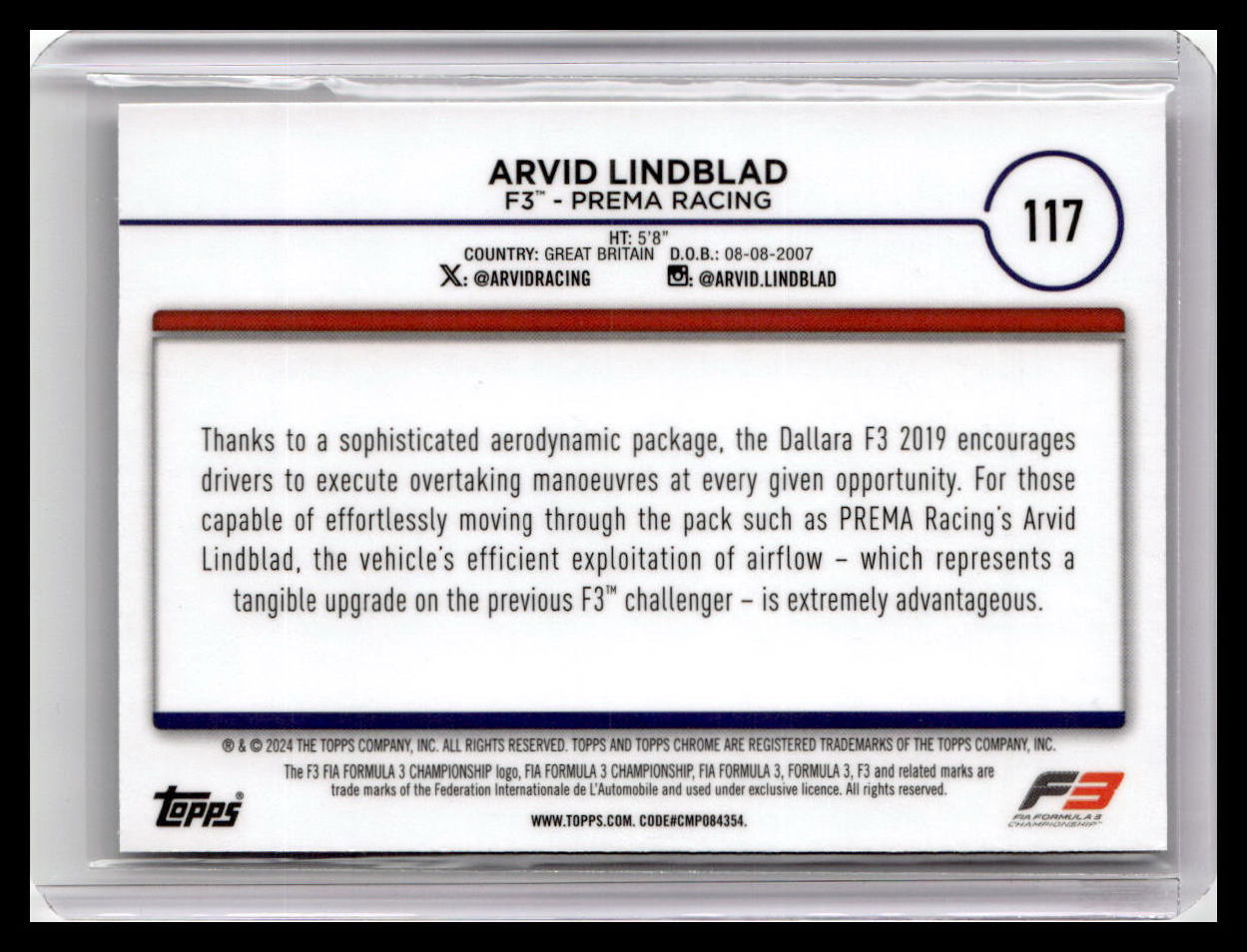2024 Topps Chrome Formula 1 #117 Arvid Lindblad