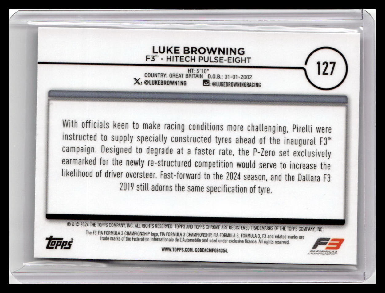 2024 Topps Chrome Formula 1 #127 Luke Browning