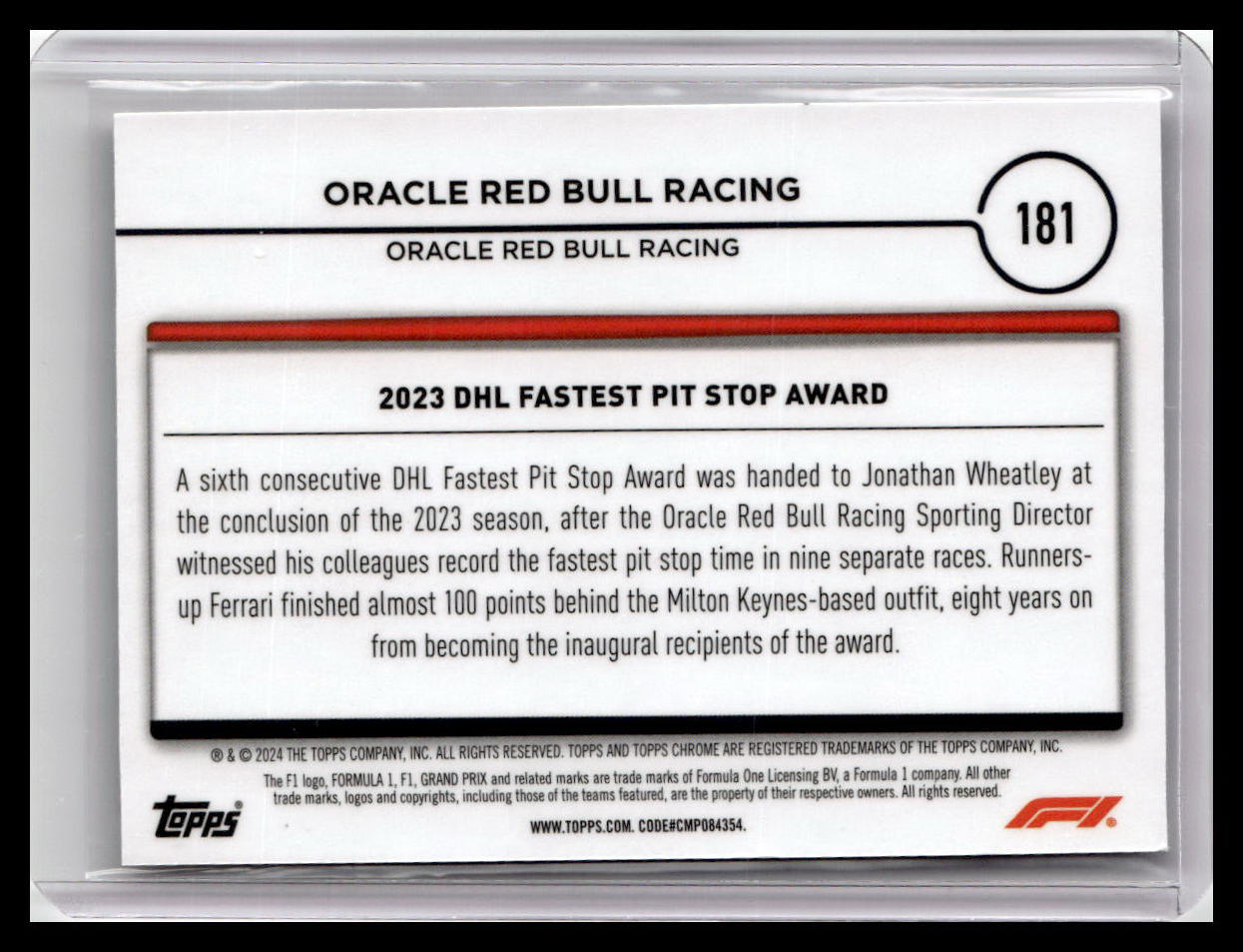 2024 Topps Chrome Formula 1 #181 Oracle Red Bull Racing Black & White RayWave