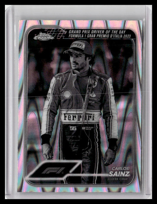 2024 Topps Chrome Formula 1 #172 Carlos Sainz Black And White RayWave Refractors