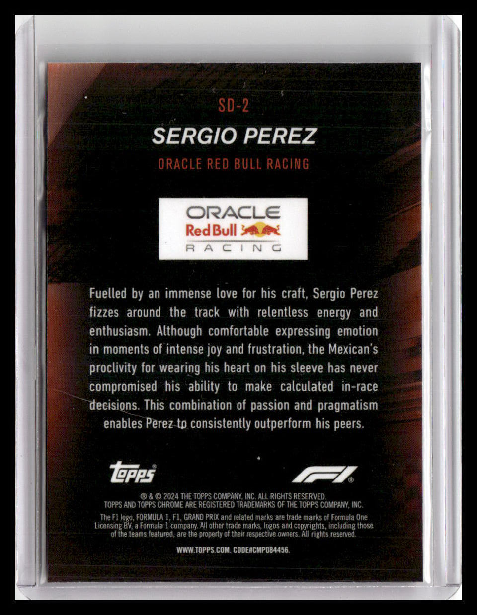 2024 Topps Chrome Formula 1 #SD-2 Sergio Perez Speed Demons