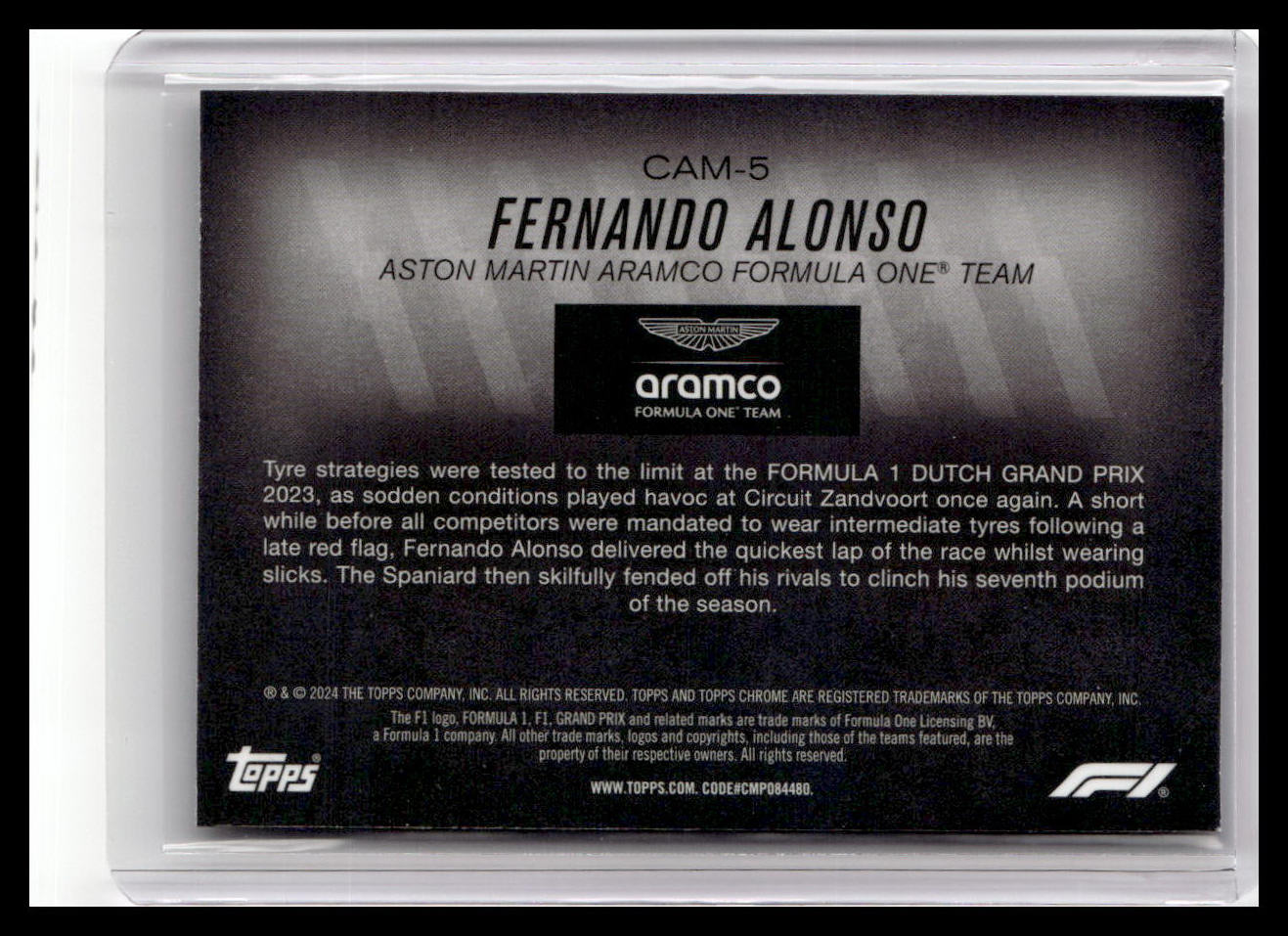 2024 Topps Chrome Formula 1 #CAM-5 Fernando Alonso Camber