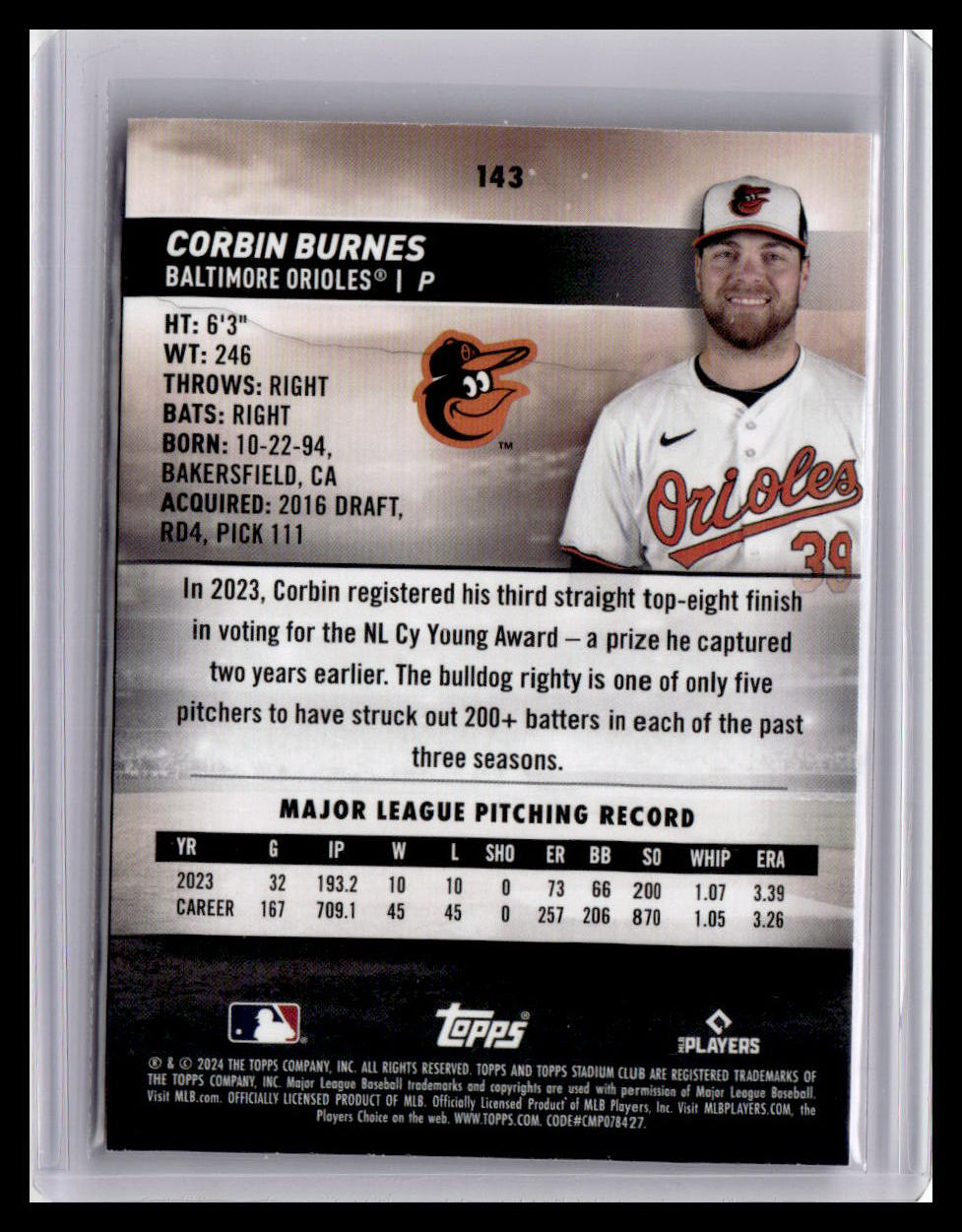 2024 Stadium Club #143 Corbin Burnes