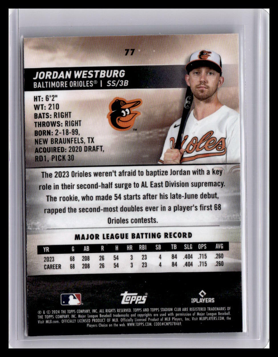 2024 Stadium Club #77 Jordan Westburg Chrome Green Refractors