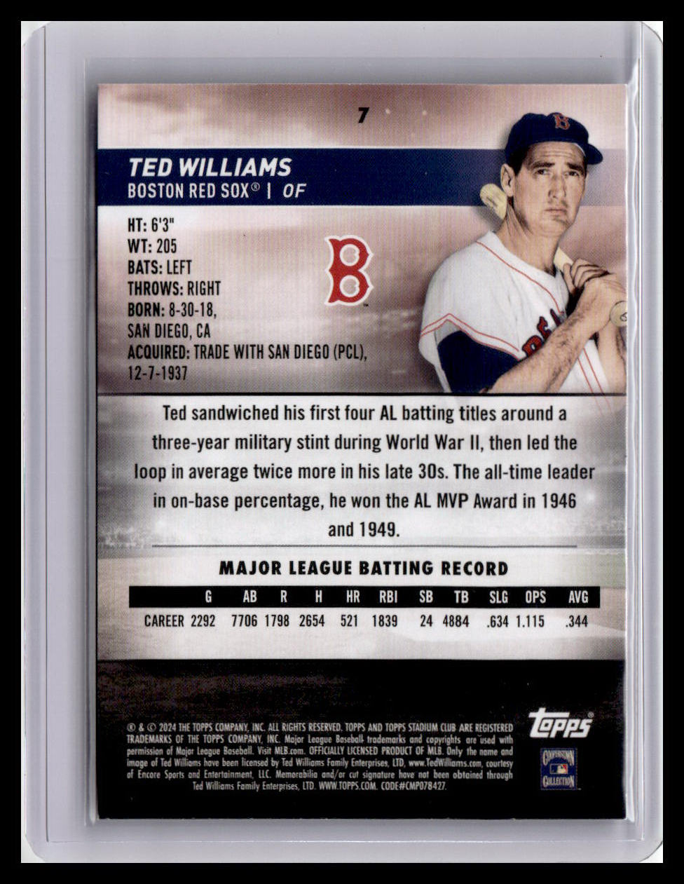 2024 Stadium Club #7 Ted Williams