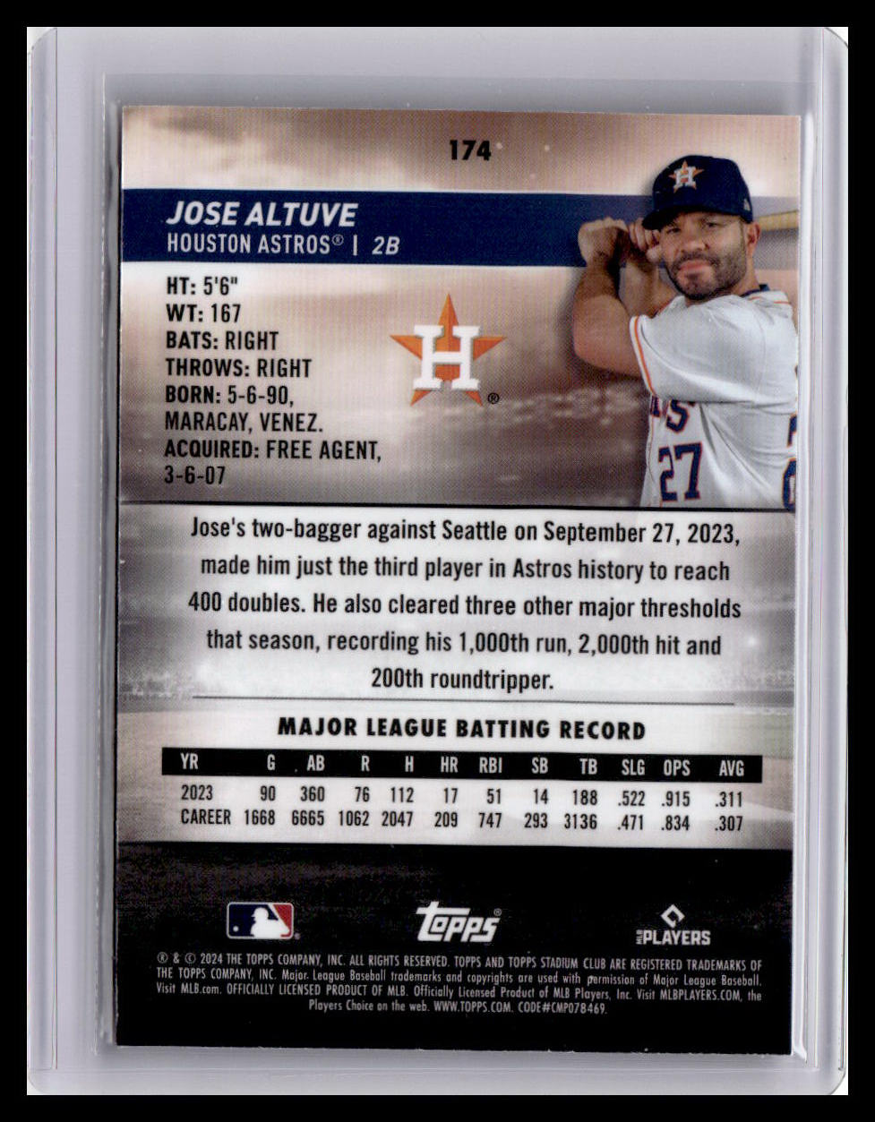 2024 Stadium Club #174 Jose Altuve Chrome