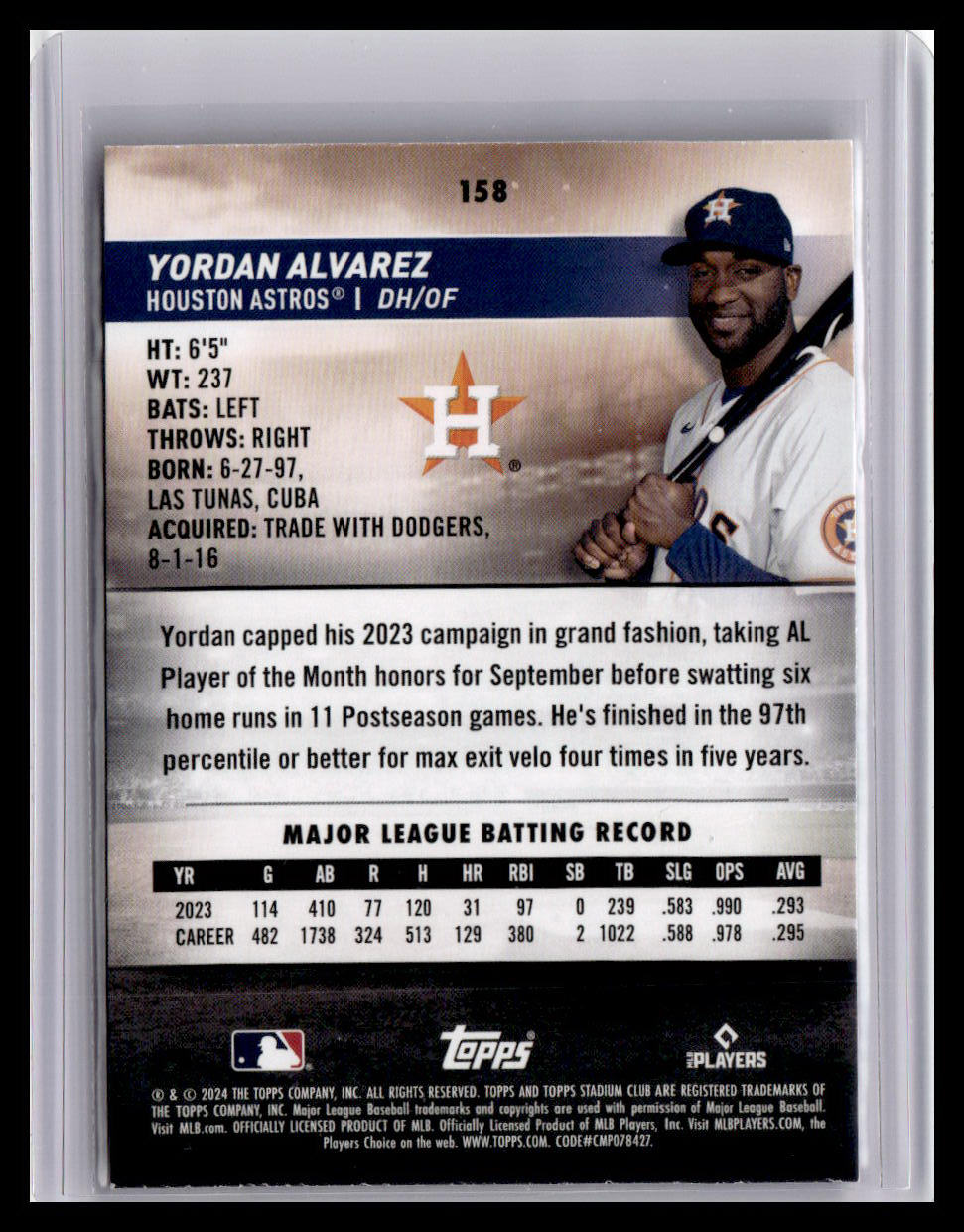 2024 Stadium Club #158 Yordan Alvarez Red Foil