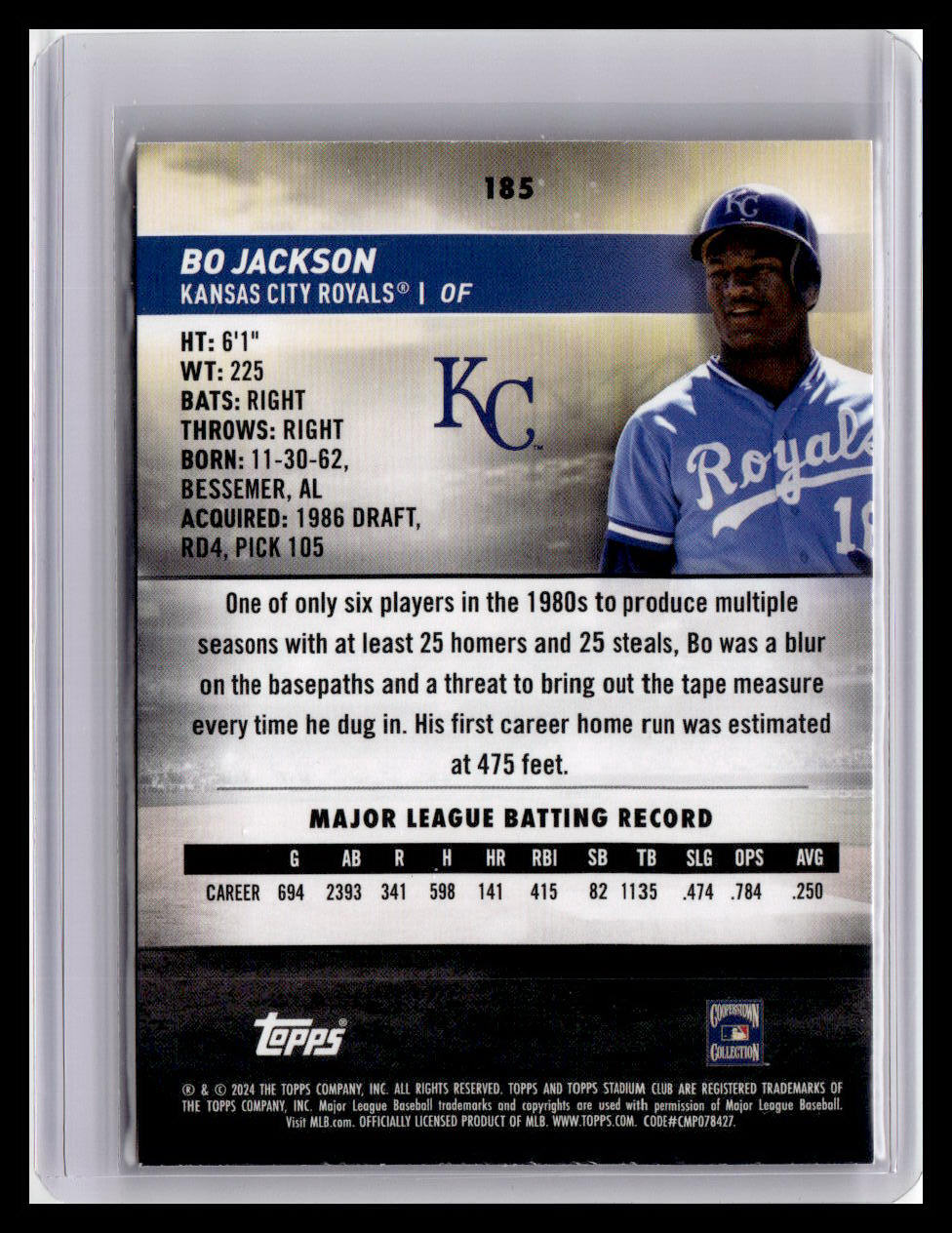 2024 Stadium Club #185 Bo Jackson Red Foil