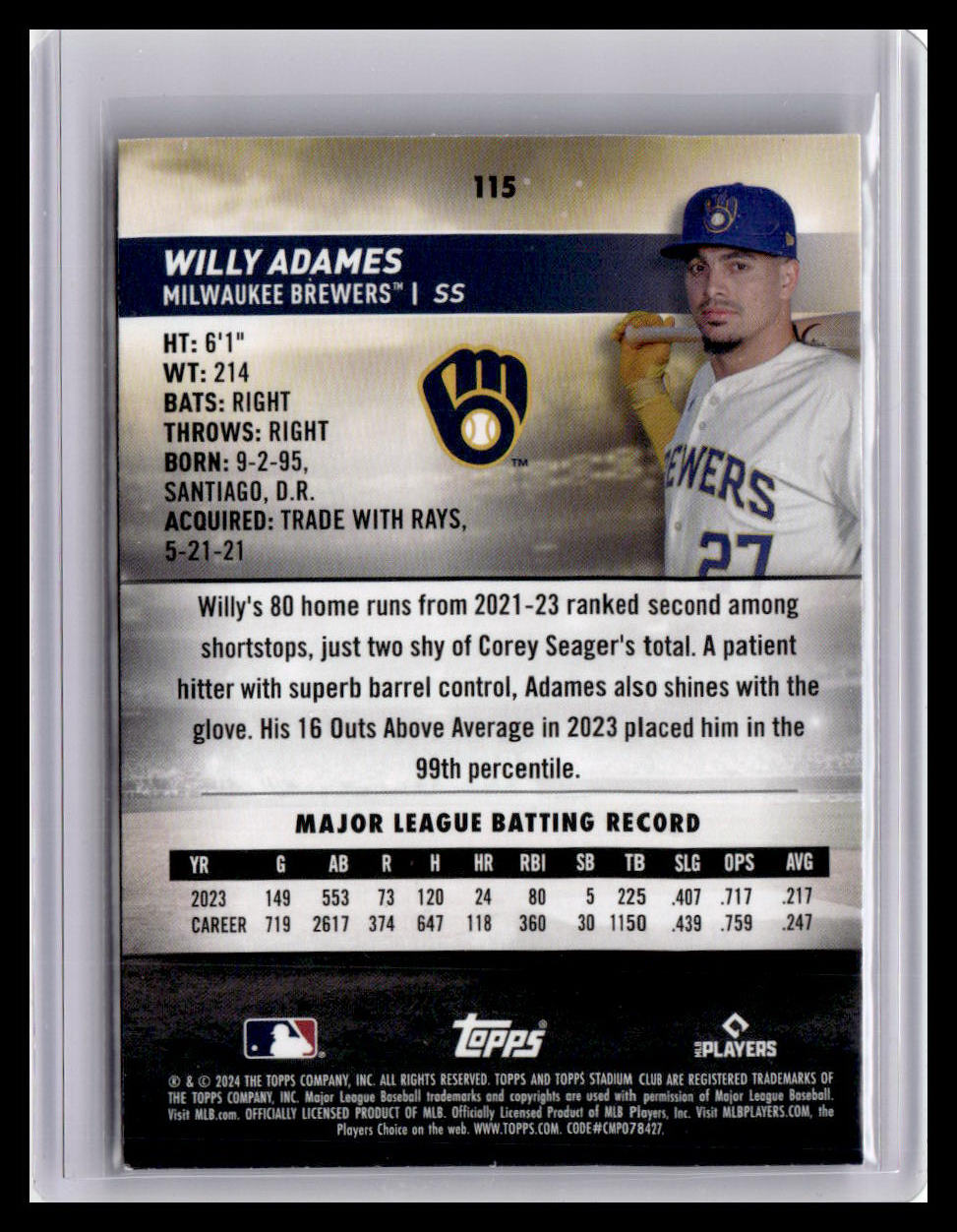 2024 Stadium Club #115 Willy Adames