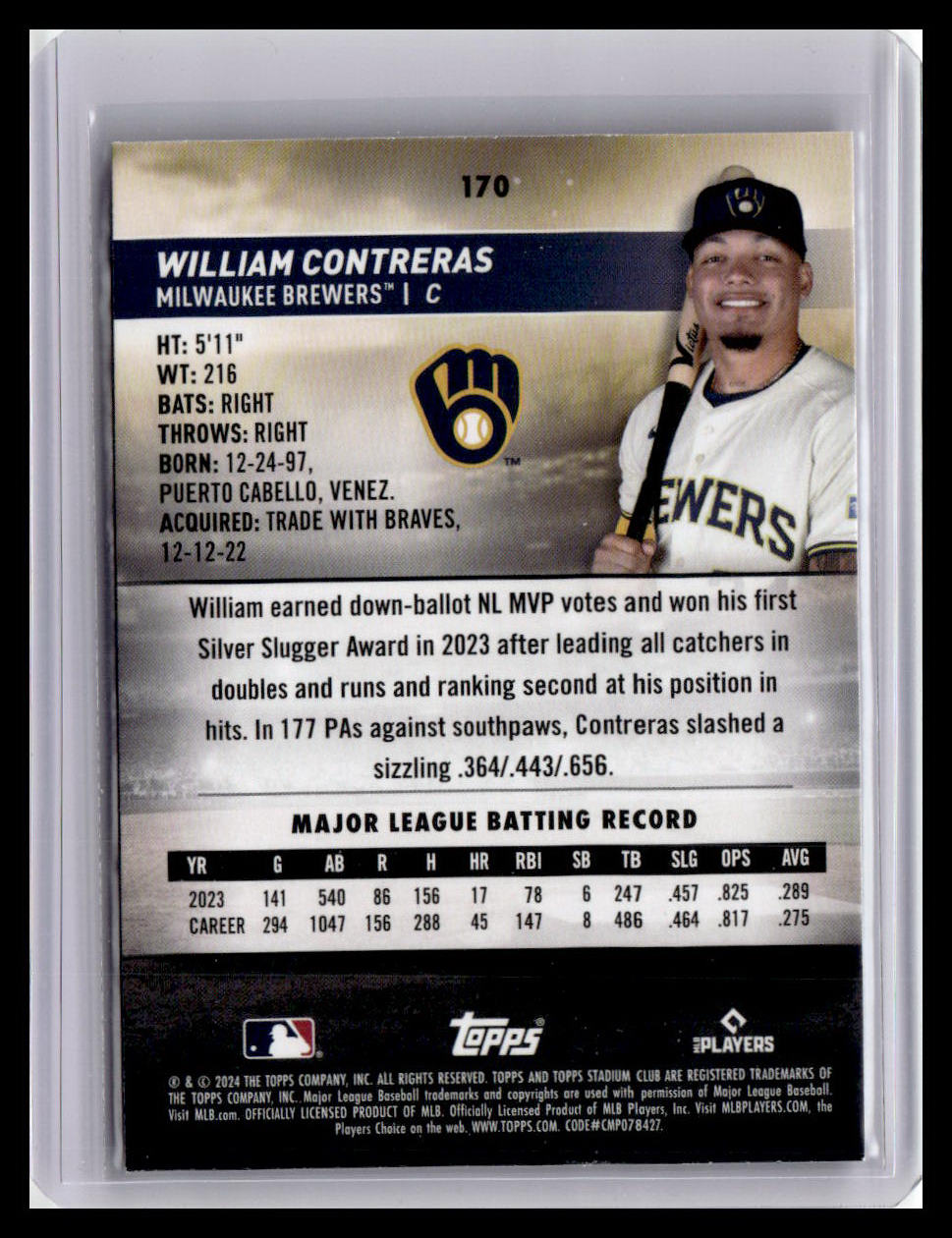 2024 Stadium Club #170 William Contreras