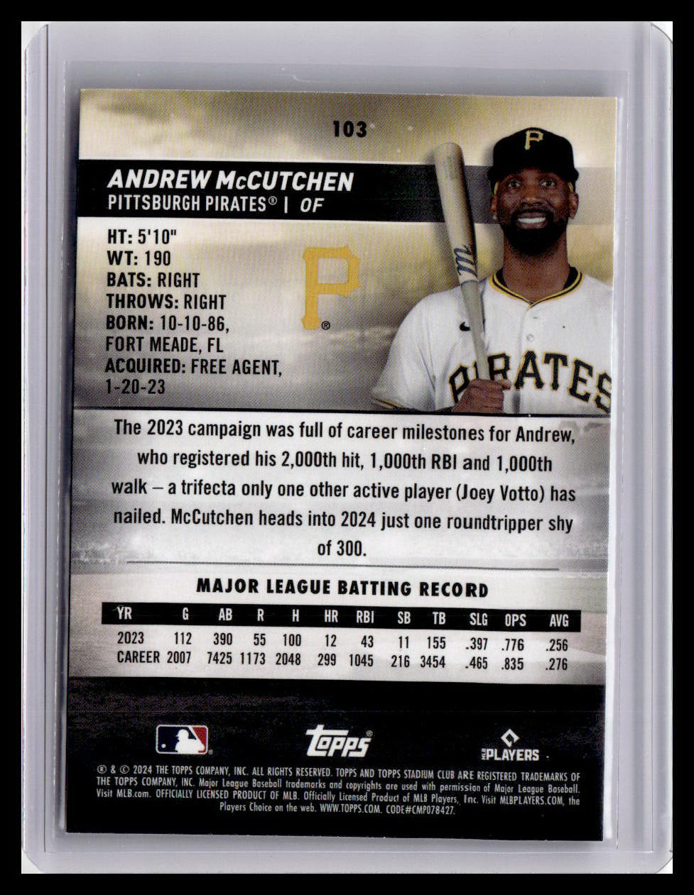 2024 Stadium Club #103 Andrew McCutchen
