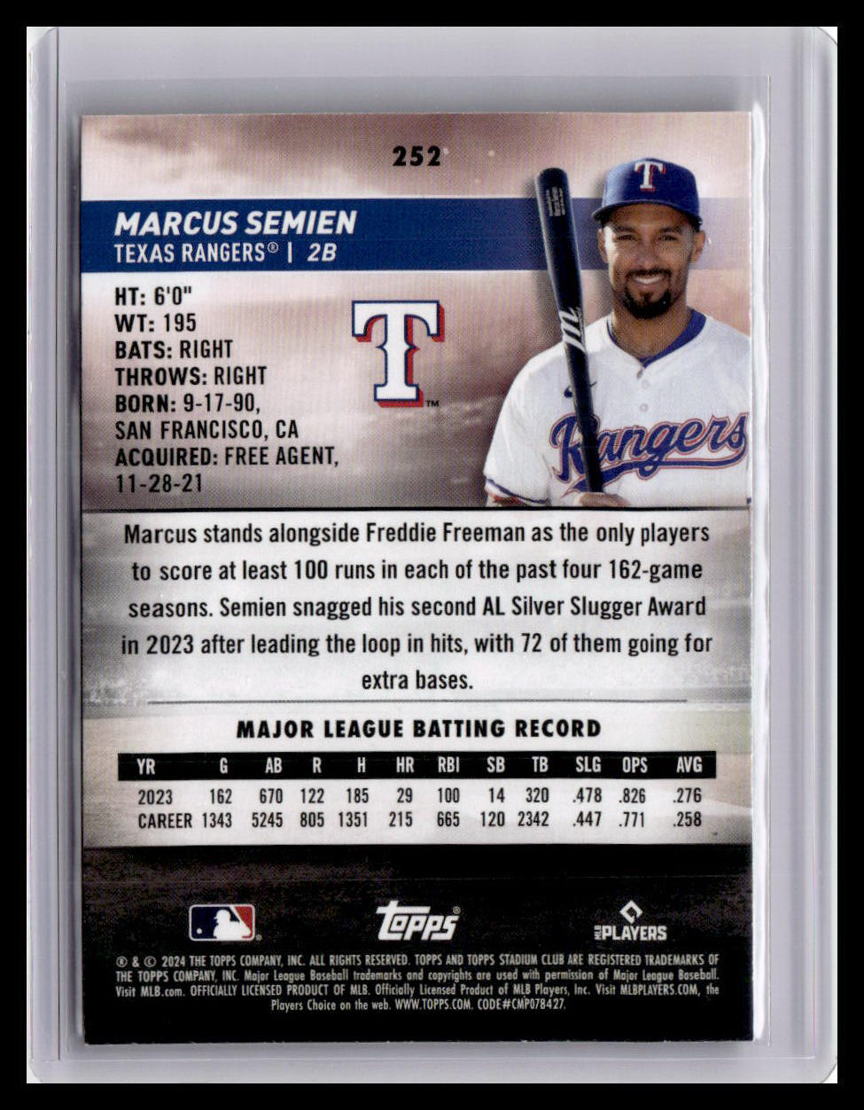 2024 Stadium Club #252 Marcus Semien