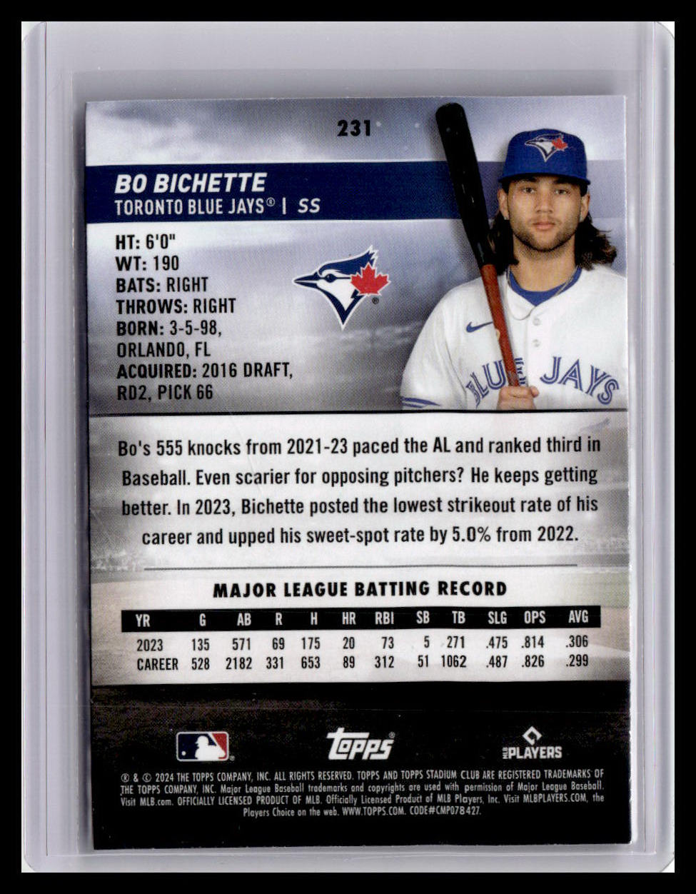 2024 Stadium Club #231 Bo Bichette