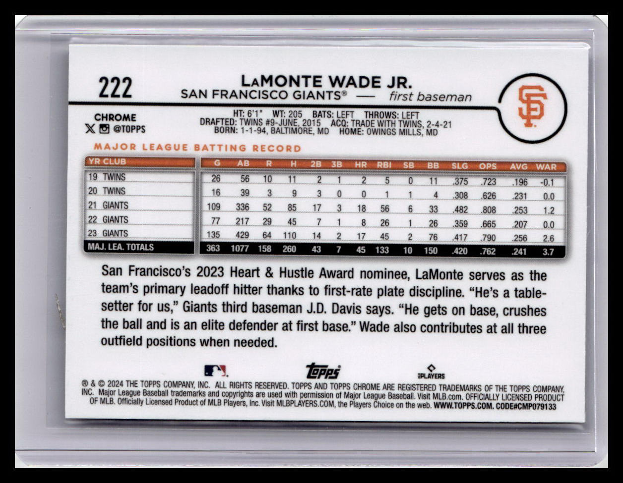 2024 Topps Chrome Logofractor Edition #222 LaMonte Wade Jr.